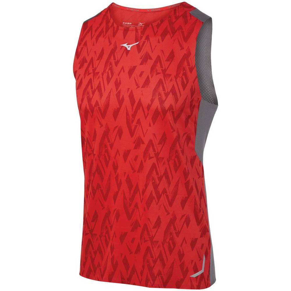 Panske Tank Top Mizuno Aero Bezecke Červené Vypredaj VFMZ36497